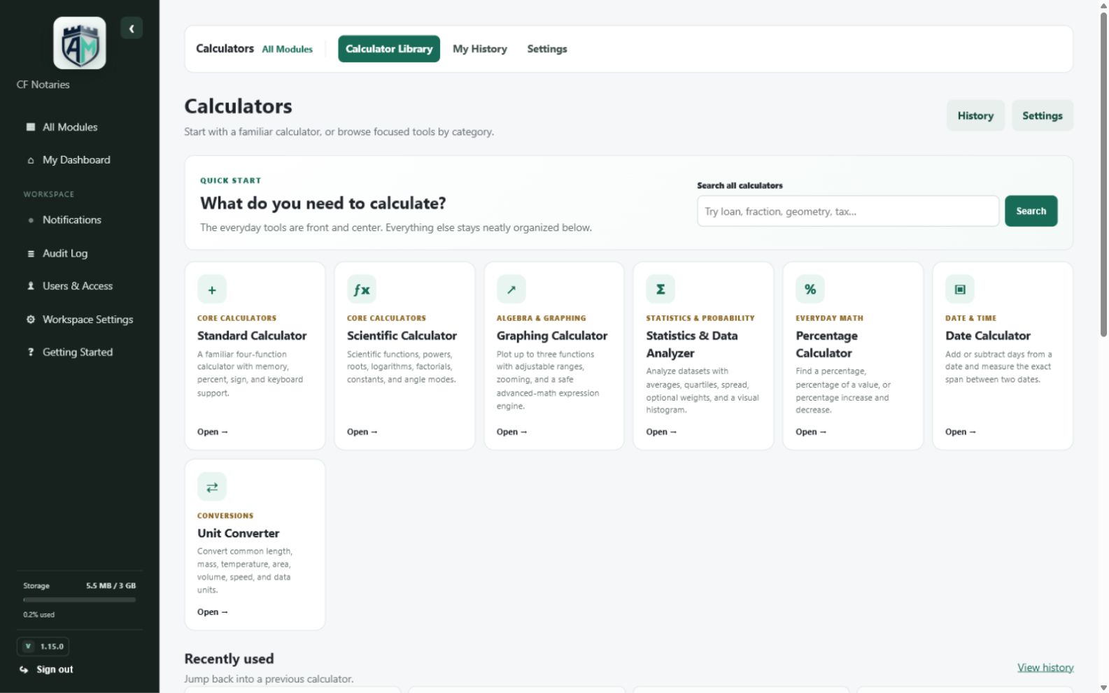 Calculators — Calculator library