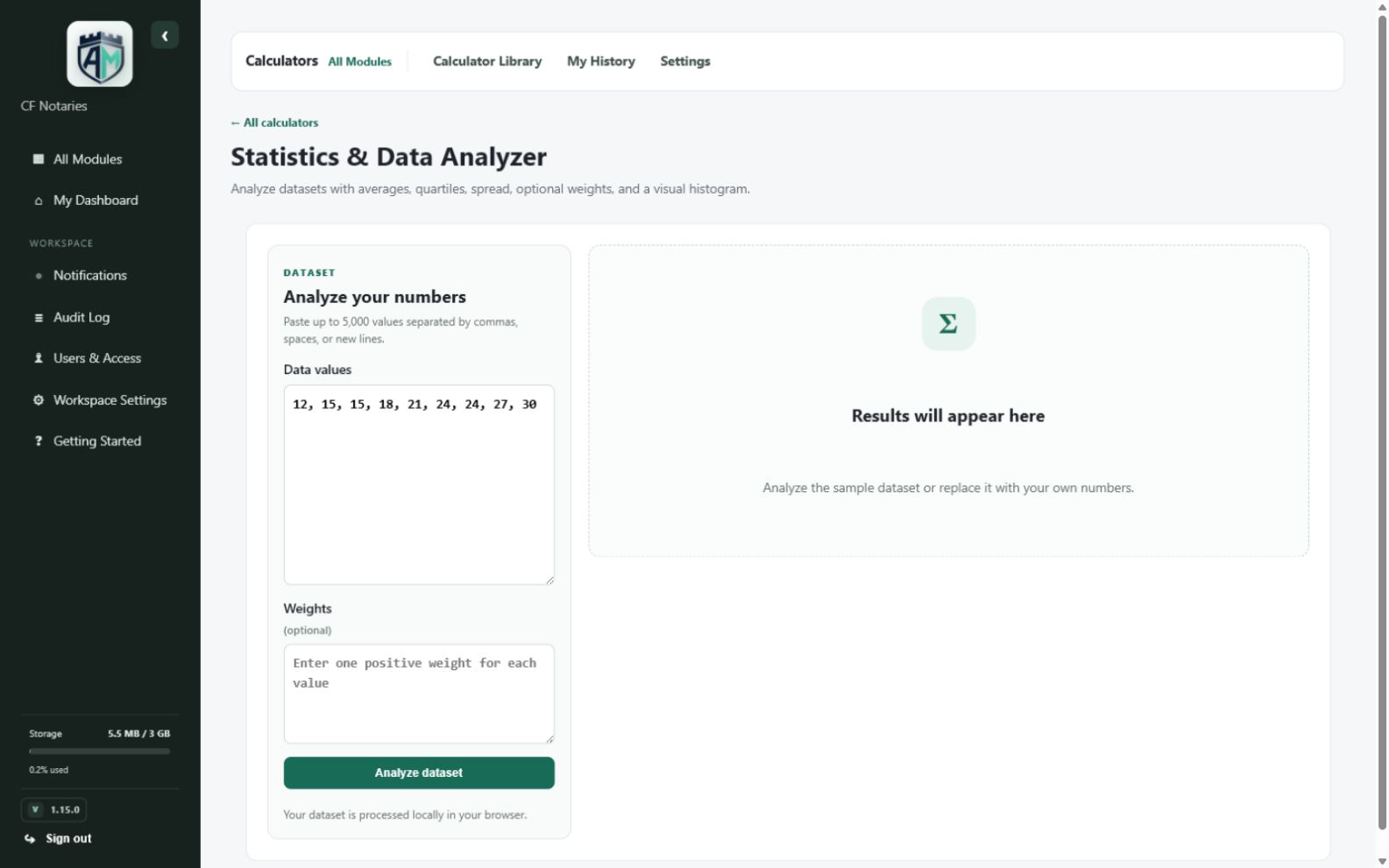 Calculators — Statistics and probability tools