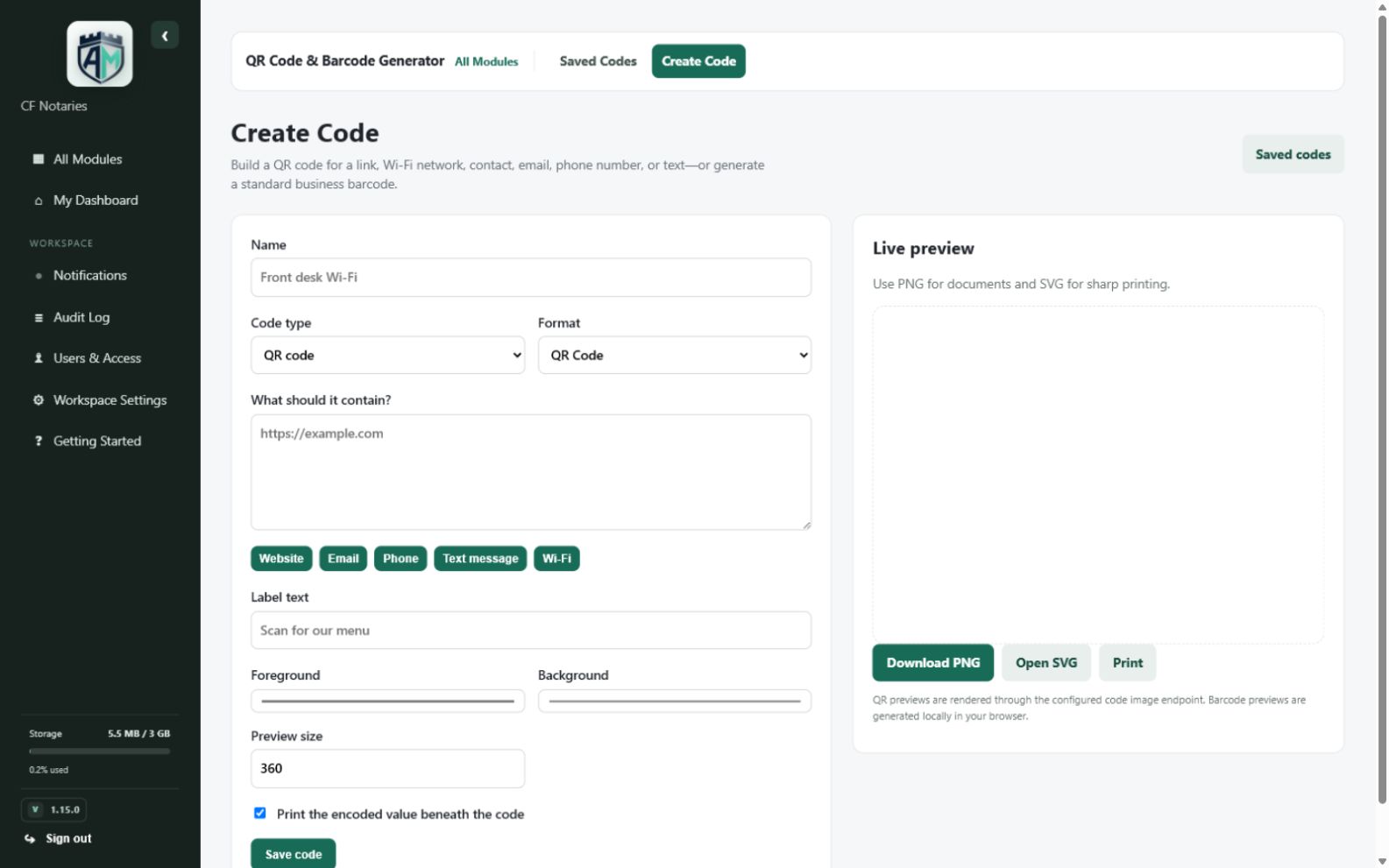 QR Code & Barcode Generator — QR or barcode editor