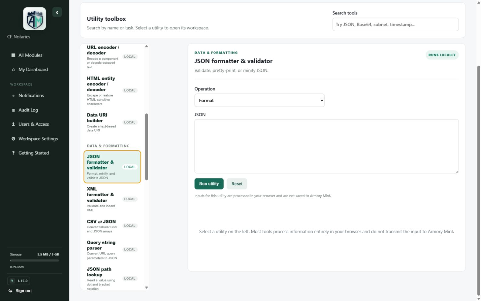 Developer Tools — Formatter or networking utility