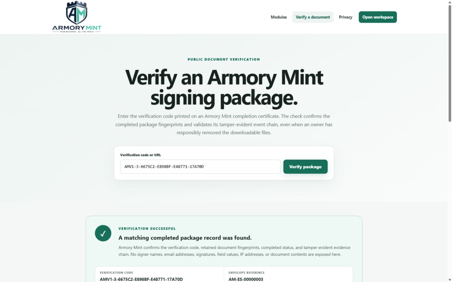 Electronic Signatures — Public verification and retained evidence